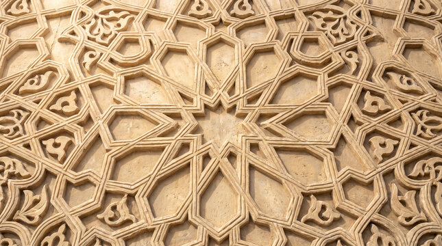 3D Cream Stone Carving Wall Relief