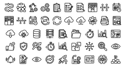 Fototapeta premium Editable Workflow Processing Linear Icon Pack Business Operation Vector