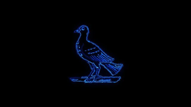 Glowing blue dove bird silhouette on dark background
