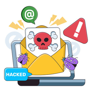 A colored design illustration of email hacking 

