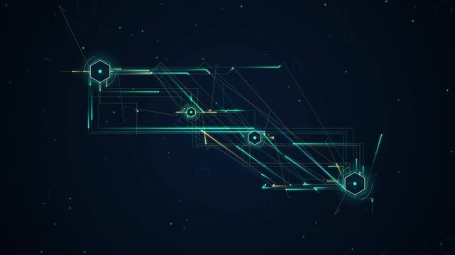 Abstract Blue Technology Background with Glowing Stars Digital Space Galaxy Night Sky Constellation Vector Illustration for Science and Futuristic Design