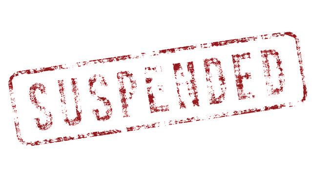 Suspended red rubber stamp vector illustration with official inactive status mark for accounts business services and documents