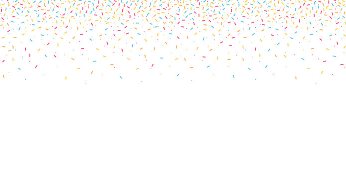 Colorful sprinkles banner background, colorful falling decorative sprinkles background