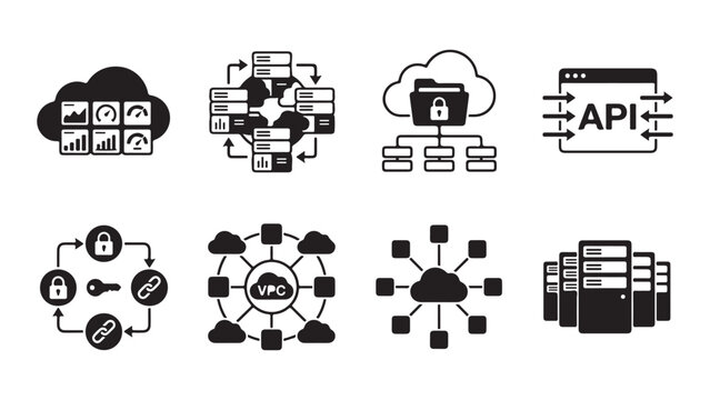 Cloud Computing and Network Infrastructure Icon Set