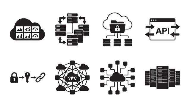 Data Center and Cloud Network Technology Icons