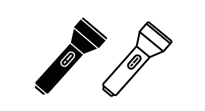 Vector illustration of flashlight icon set, vector illustration of a handheld torch light on a transparent background