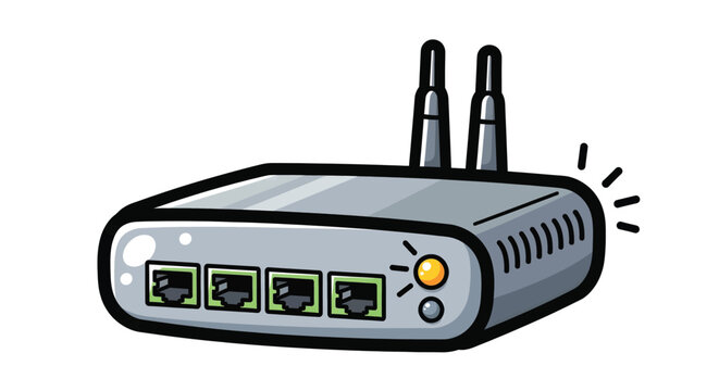 Wireless internet router modem device illustration isolated on white background
