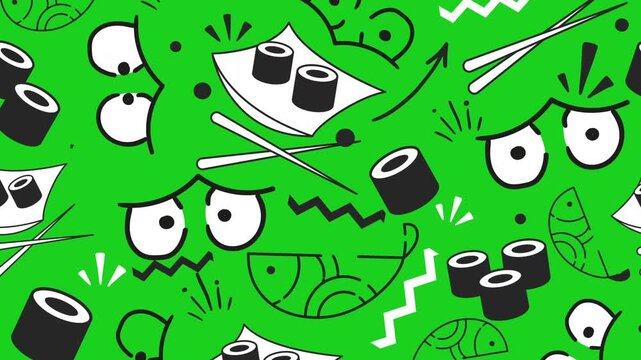 Horizontal 16:9 animated food background. Stories ready.