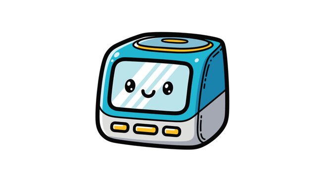 Cute smart toaster appliance cartoon isolated on white background kitchen electronics illustration