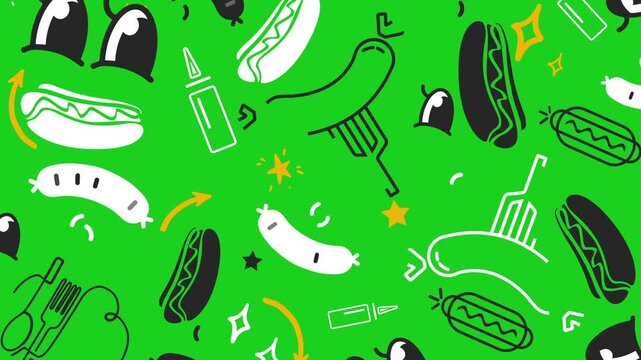 Horizontal 16:9 animated food background. Stories ready.