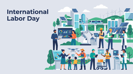 Obraz premium International Labor Day Poster Celebrating Workers and Global Development