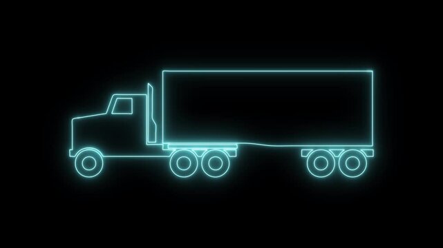 Truck neon icon 4K video animation