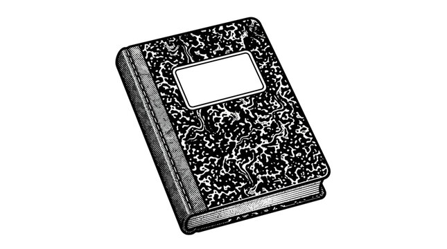 Classic composition notebook with marble pattern cover.