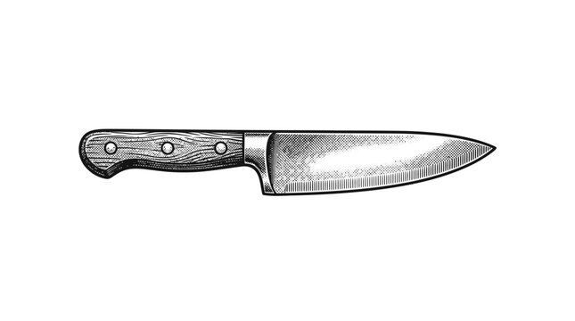 Detailed vintage kitchen knife engraving.