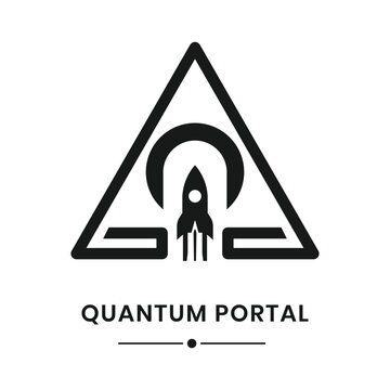 Minimalist geometric triangle rocket quantum portal space vector logo