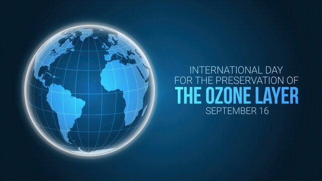 International day for the preservation of the ozone layer, earth globe on dark.