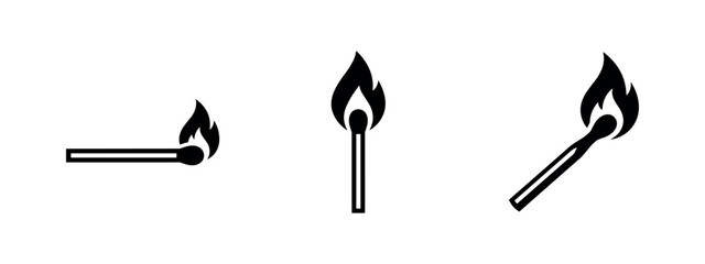 Burning matchstick silhouettes in different positions. © Lili