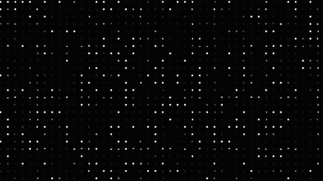 Animated abstract technology dark background random dots and grid, abstract dot pattern background texture. Loop background. Led halftone and moire effect.Animated random dots animation.