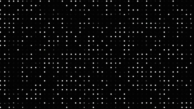 Animated abstract technology dark background random dots and grid, abstract dot pattern background texture. Loop background. Led halftone and moire effect.Animated random dots animation.