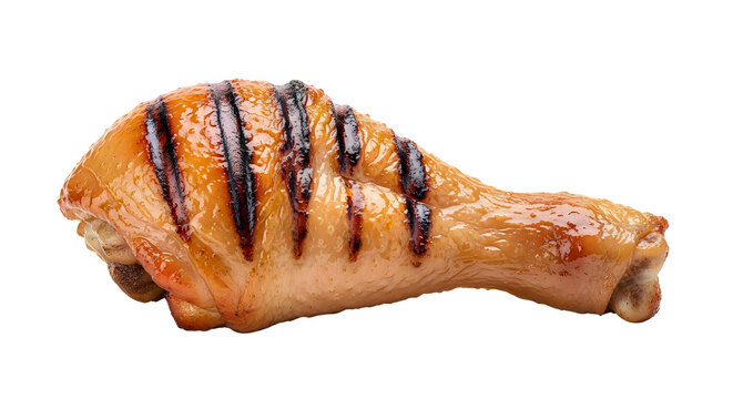 Grilled chicken leg drumstick with charred grill marks