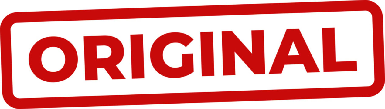 Red rectangular stamp showing the word original in a simple and clean modern font style
