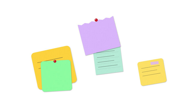 Colorful sticky notes with doodles isolated on white background