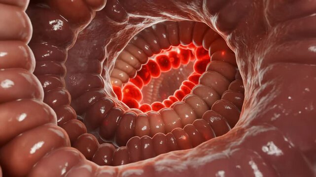 Enterochromaffin Cells Releasing Serotonin Beneath Intestinal Mucosa for Gastrointestinal Research Presentation