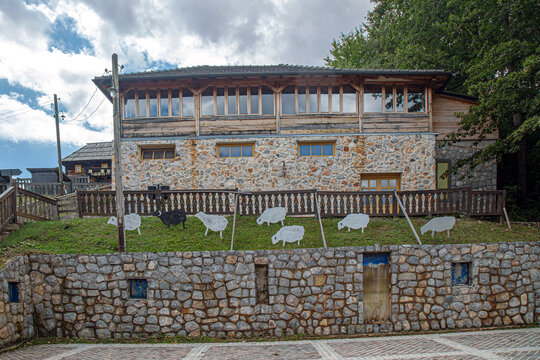 Drvengrad, Mokra Gora, Serbia-July 22, 2026: The ethno village also known as K&uuml;stendorf or Wooden Village,built by director Emir Kusturica in 2002-2004 for his film "Life is a Miracle" (Život je čudo)