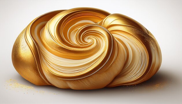 golden swirl sweet pastry bread glossy surface delicious texture inviting treat on a clean white background perfect for bakery branding or food advertising