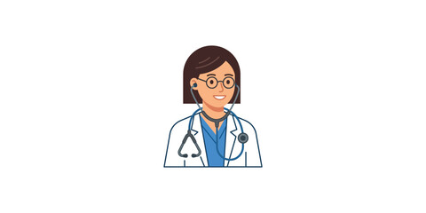 Fototapeta premium Cartoon Illustration of a Female Doctor with Stethoscope.