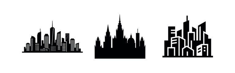 Fototapeta premium City skyline silhouettes for urban landscape and architecture design.