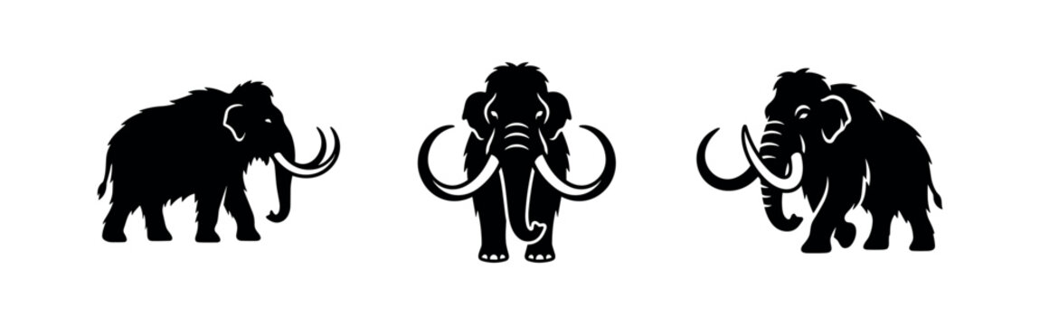 Mammoth Silhouettes Vector Set