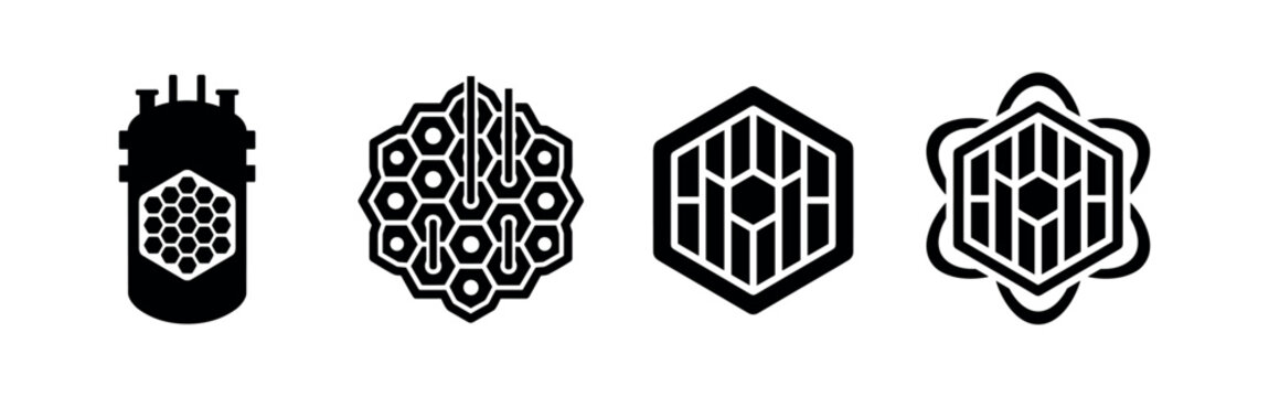 Nuclear reactor core honeycomb icons