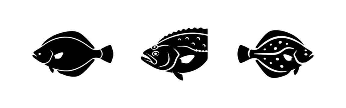 Ocean Flatfish and Sole Species Silhouettes