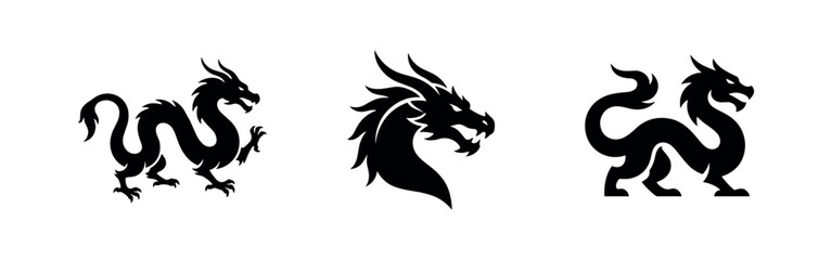 Obraz premium Chinese dragon silhouettes set in traditional style