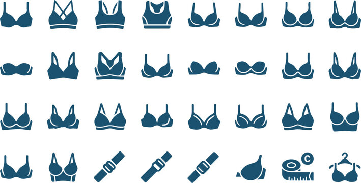 Women Lingerie Bra Vector Icon Set For Fashion Store Underwear Catalog And Intimate Apparel Design Projects