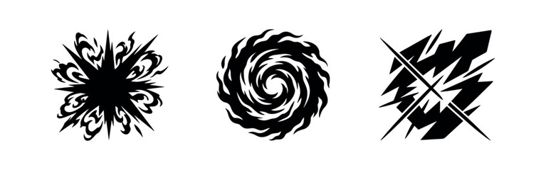 Abstract energy blast and explosion effect icons © Lili