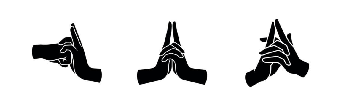 Ninja hand signs or jutsu gesture icons