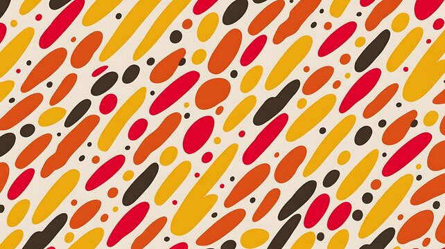 Abstract pattern features colorful diagonal ovals against a light background.