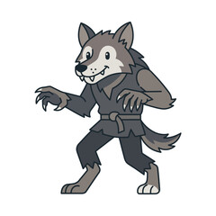 Cartoon werewolf character in standing monster pose.