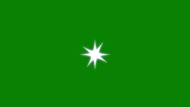 Sparkling white stars twinkle light animation,white cartoon, flat, vector, doodles style stars blinking, sparkling stars Shine animation.light with sparkle rays on green screen backround.4K