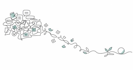 Fototapeta premium Elegant Continuous Line Art Representation Showcasing Agile Burndown Progress Emphasizing Project Management Planning Ideas