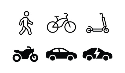 Naklejka premium Personal Commute and Eco Transport Vector Icon Set
