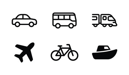 Fototapeta premium Set of simple black transportation line icons