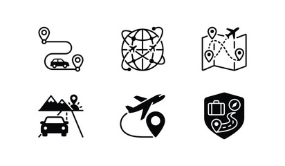 Transportation and Trip Navigation Vector Icon Set © Paresh