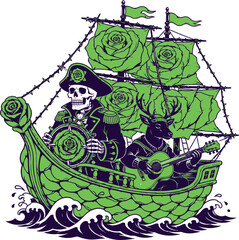 Skeleton Captain Deer Music Illustration © Mohammad Graphics