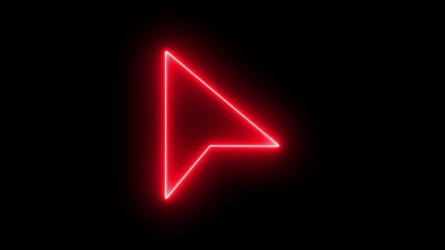 Glowing red neon cursor arrow pulsing on black background, pointer