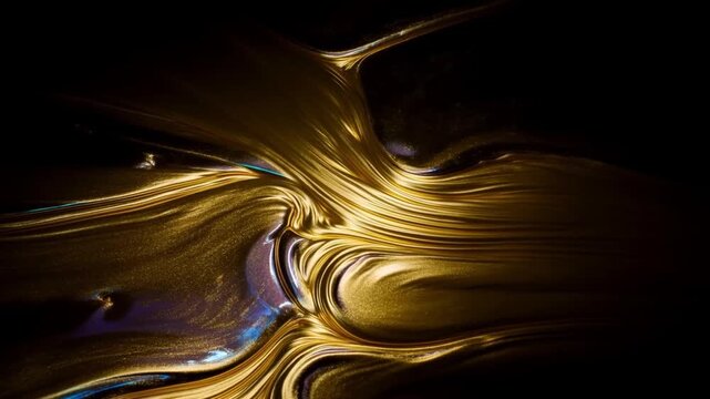 Luxurious Molten Gold And Iridescent Chromatic Fluid Morphing In Slow Motion Extreme Macro Liquid Metal Abstract Ambient Background Plate For Premium Cinematic Commercial And Design Use