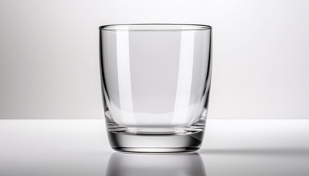 a clear empty glass on a white background perfect for beverage kitchenware and minimalist design concepts