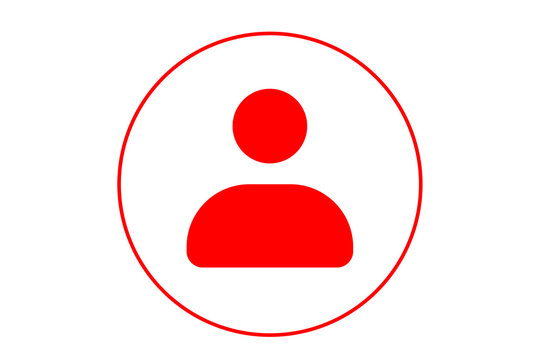 Red user profile icon minimalist account avatar button symbol png file with transparent background